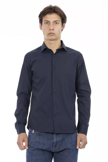 Sleek Blue Slim-Fit Designer Shirt